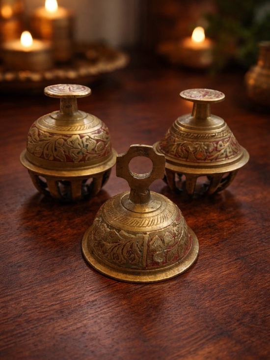 no brand Other - Vintage Indian Brass Elephant Claw Bells (Set of 3)